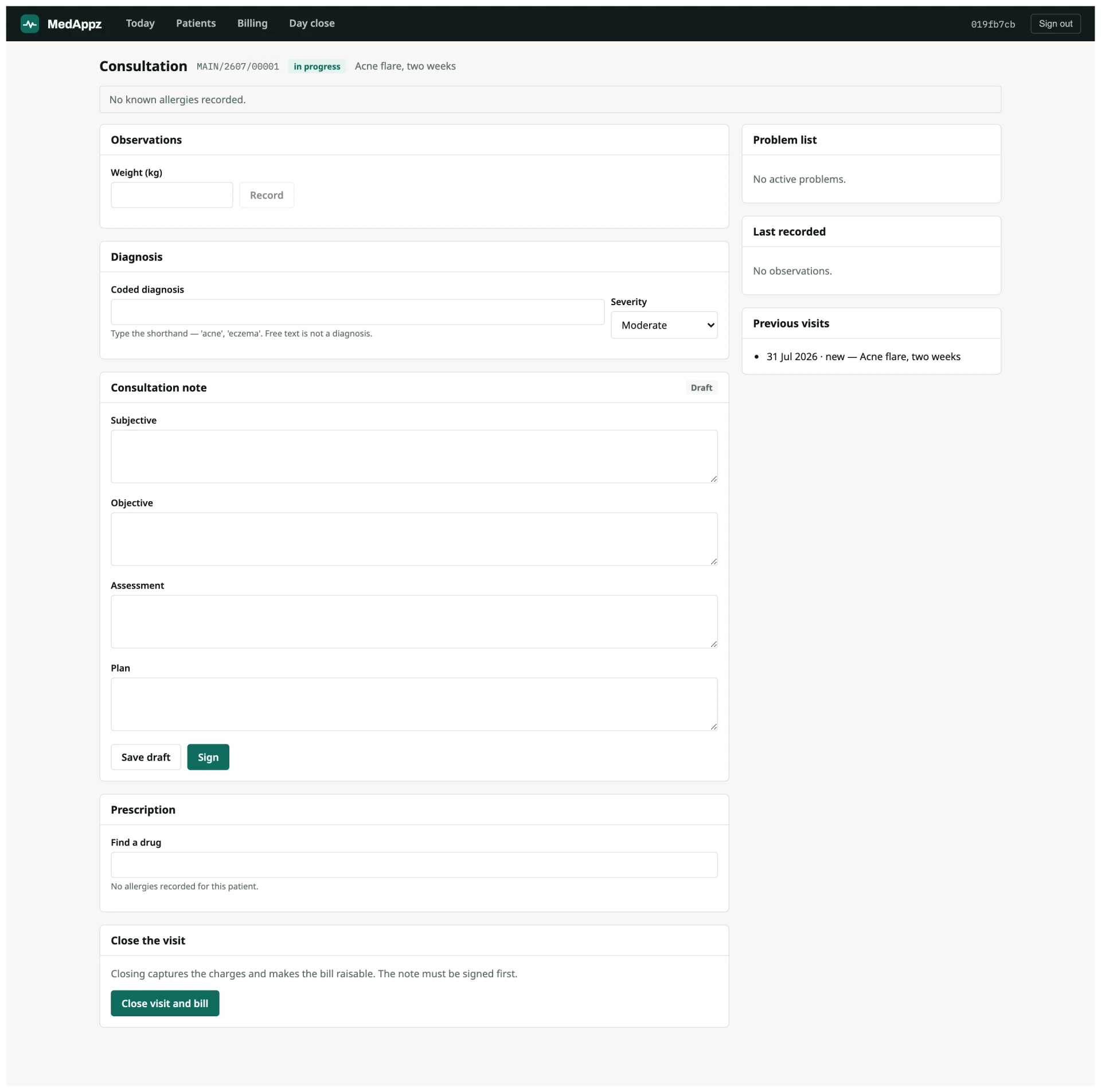 A consult in CaseNotes and RxCanvas