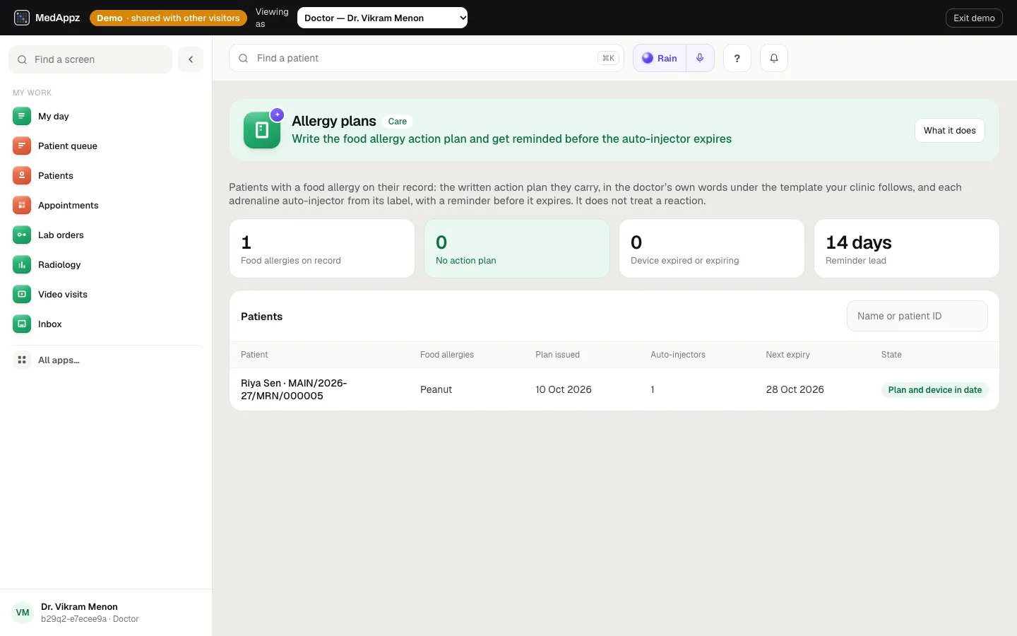 AllergyGuard — Allergy plans — Write the food allergy action plan and get reminded before the auto-injector expires