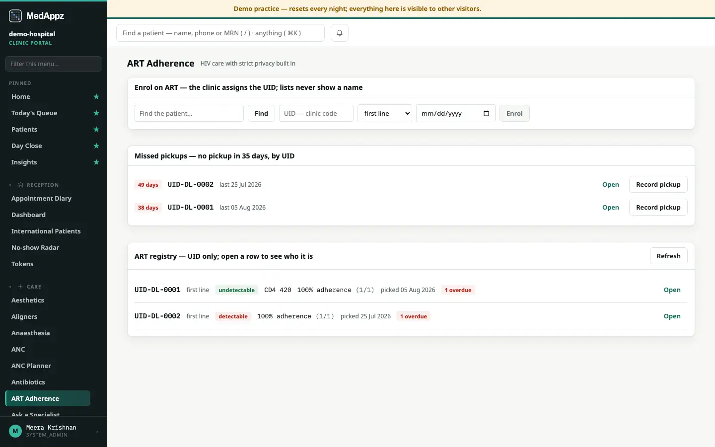 ARTAdhere — ART Adherence — HIV care with strict privacy built in