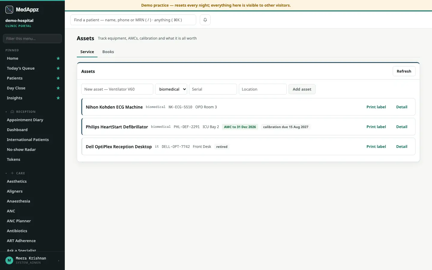 AssetPulse — Assets — Track equipment, AMCs, calibration and what it is all worth