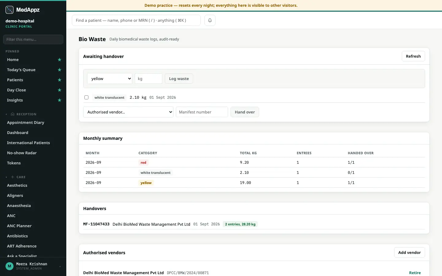 BioWaste — Bio Waste — Daily biomedical waste logs, audit-ready