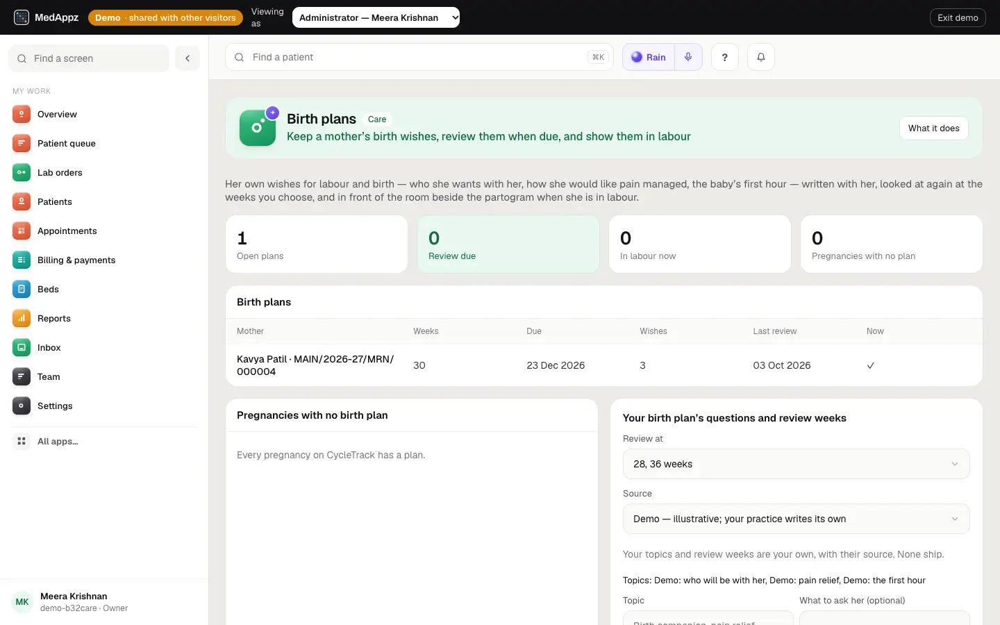 BirthPlan — Birth plans — Keep a mother’s birth wishes, review them when due, and show them in labour