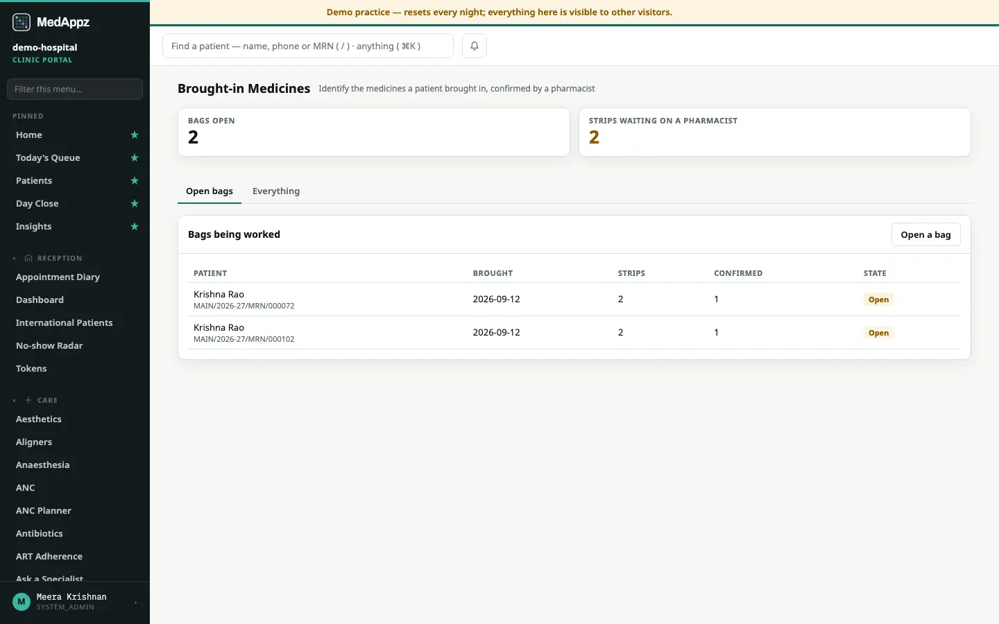 PillLens — Brought-in Medicines — Identify the medicines a patient brought in, confirmed by a pharmacist