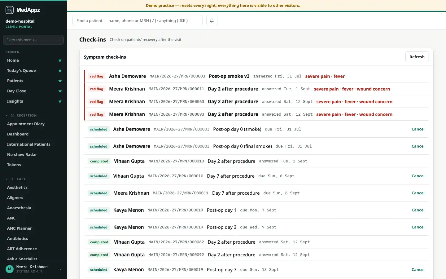 SymptomLoop — Check-ins — Check on patients’ recovery after the visit