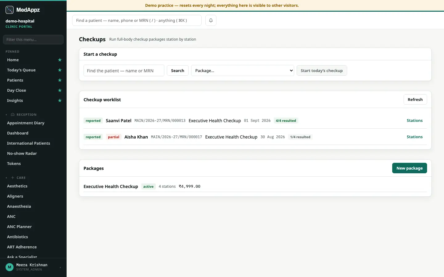 CheckUp — Checkups — Run full-body checkup packages station by station