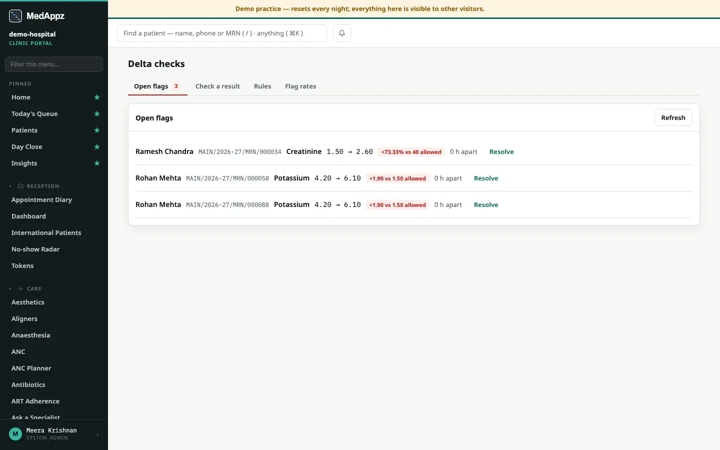 DeltaCheck — Delta Checks — Catch wrong-patient samples by comparing results