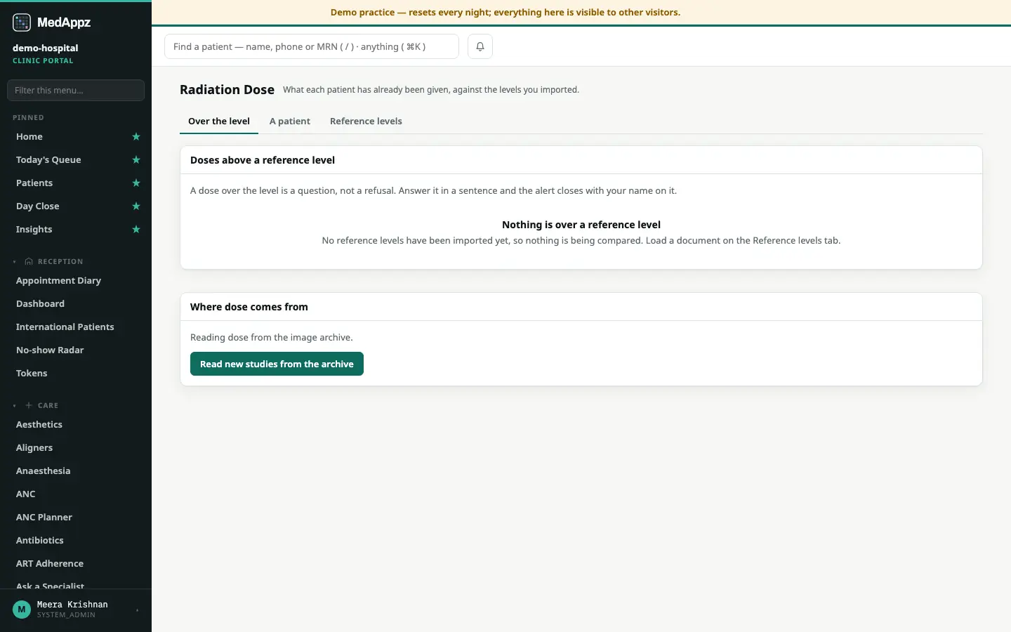 RadDose — Radiation Dose — Count a patient’s radiation dose against the levels you imported