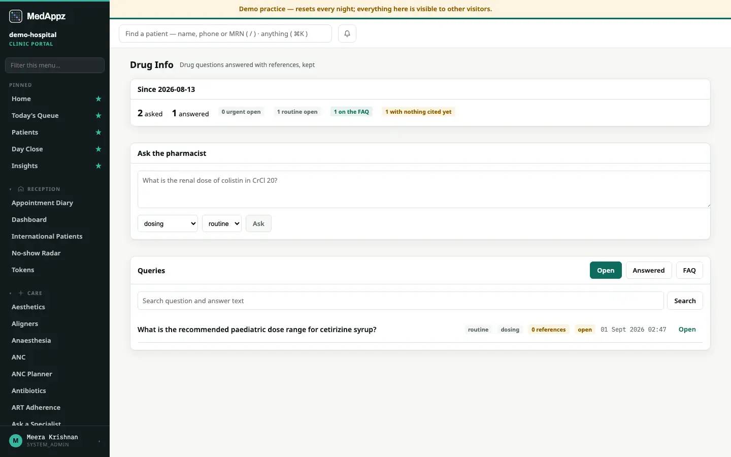 DrugInfoDesk — Drug Info — Drug questions answered with references, kept