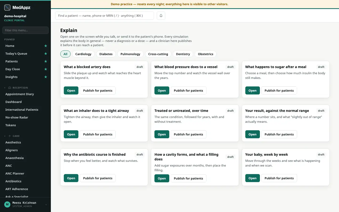 SimLab — Explain — Show patients how their condition works, animated