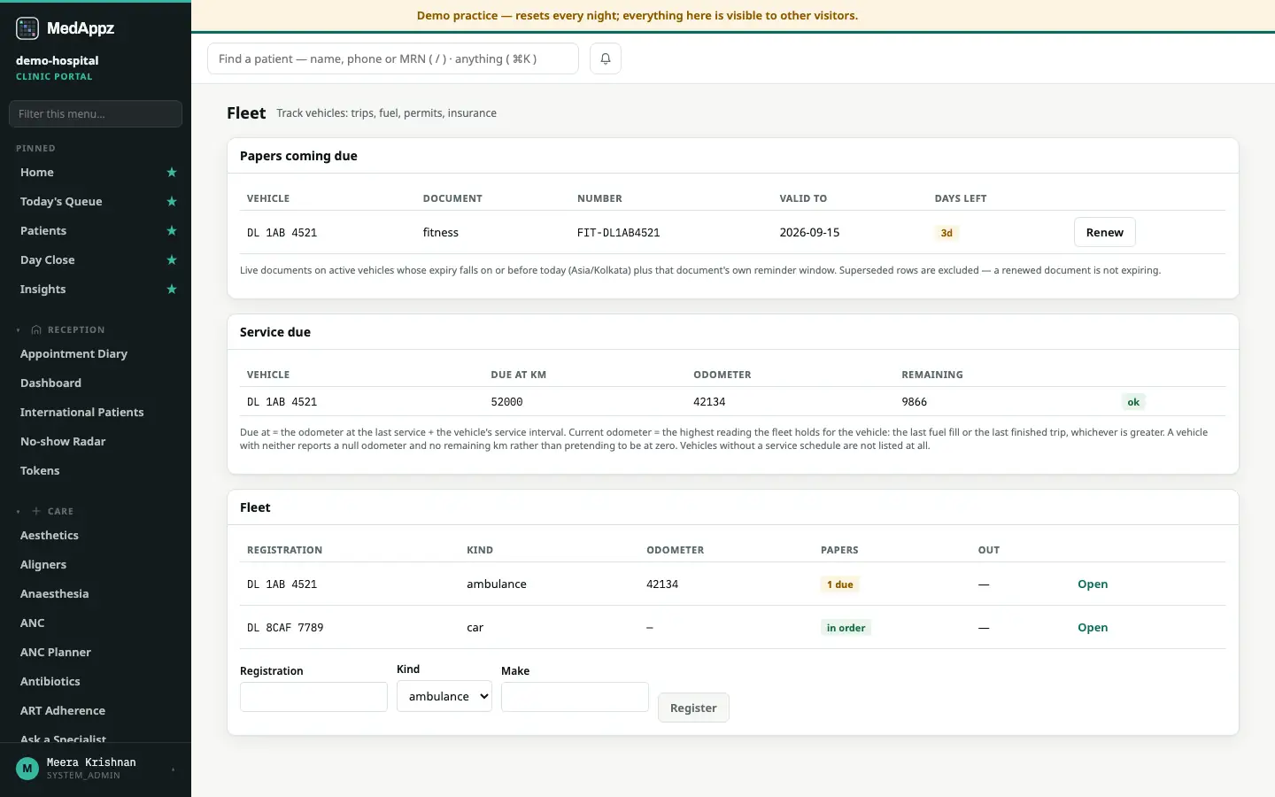 FleetDesk — Fleet — Track vehicles: trips, fuel, permits, insurance