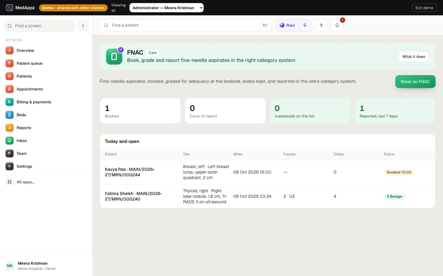 FNACDesk — FNAC — Book, grade and report fine-needle aspirates in the right category system