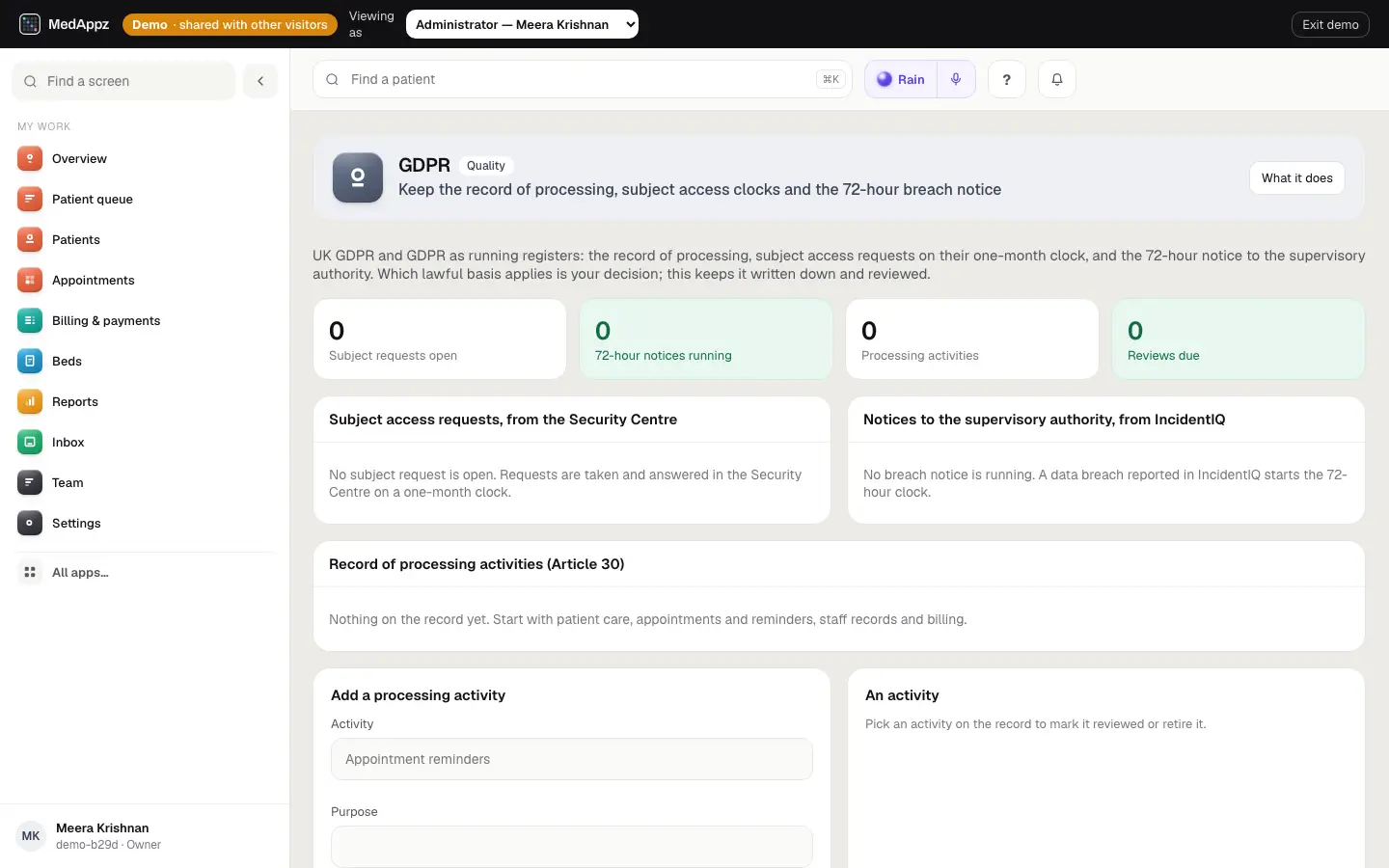 GDPRDesk — GDPR — Keep the record of processing, subject access clocks and the 72-hour breach notice