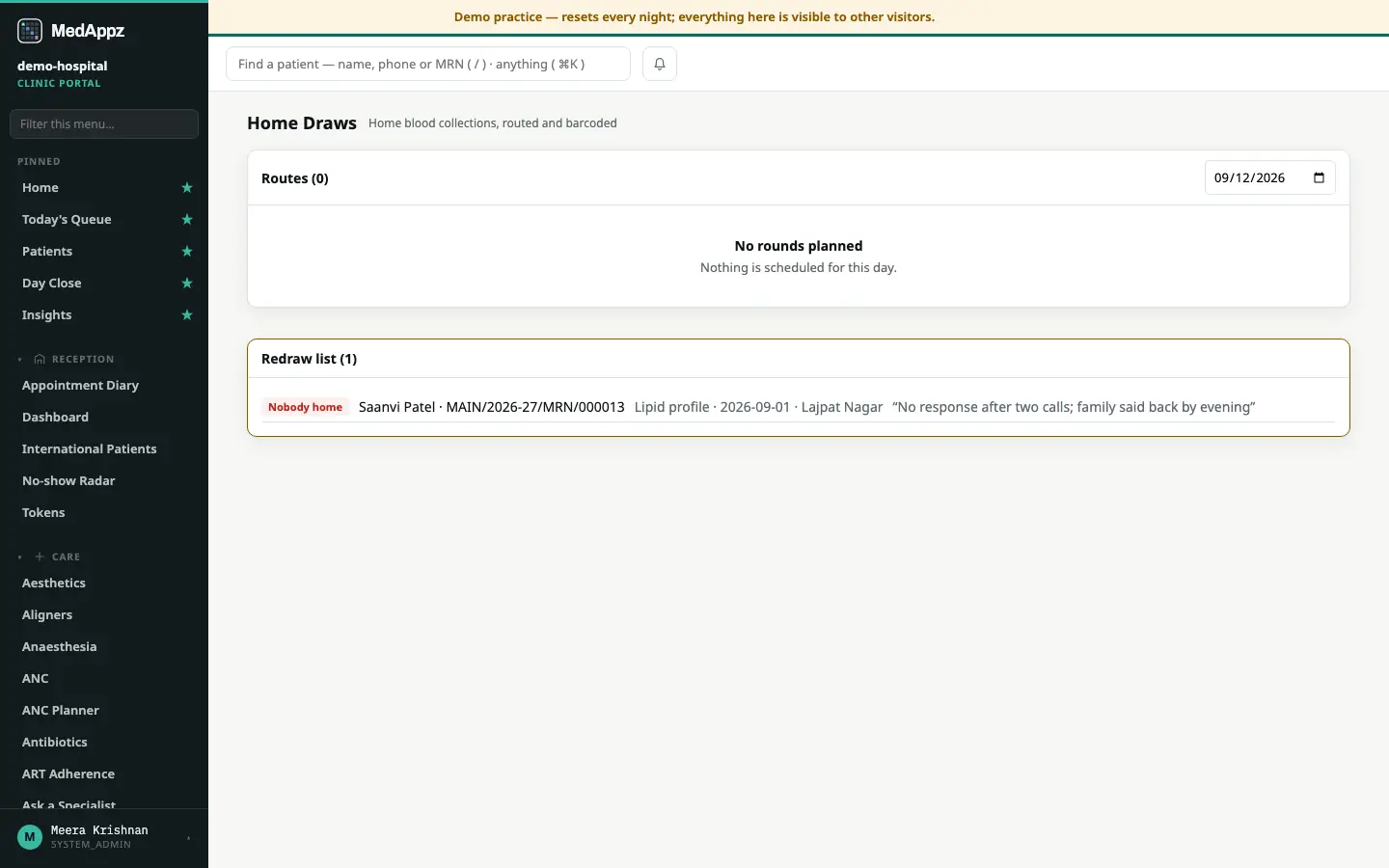 HomeDraw — Home Draws — Home blood collections, routed and barcoded