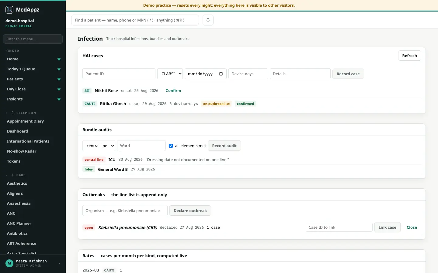 InfectionWatch — Infection — Track hospital infections, bundles and outbreaks