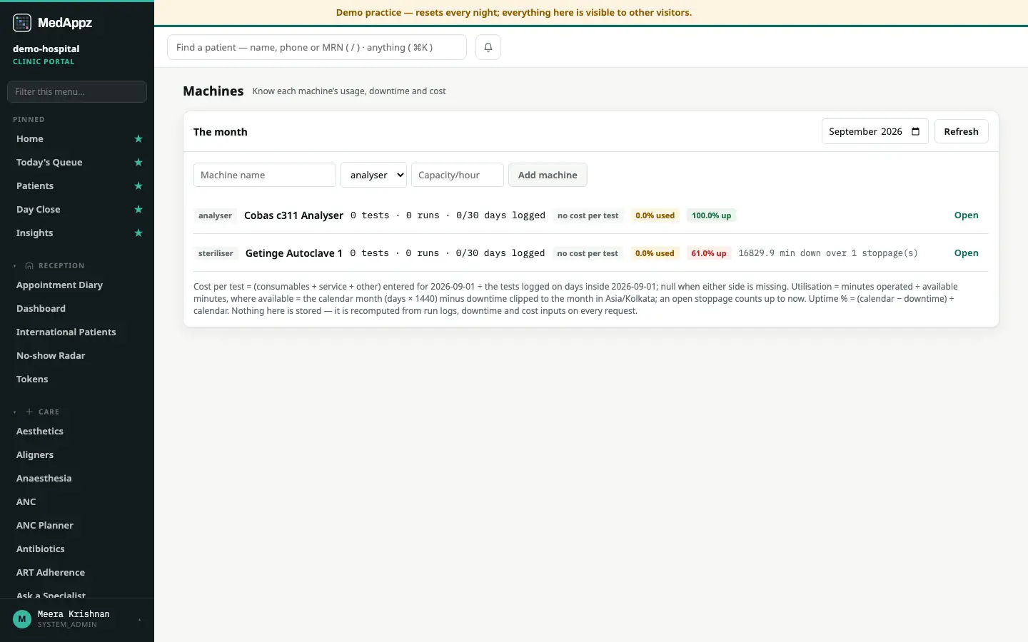 MachineLog — Machines — Know each machine’s usage, downtime and cost