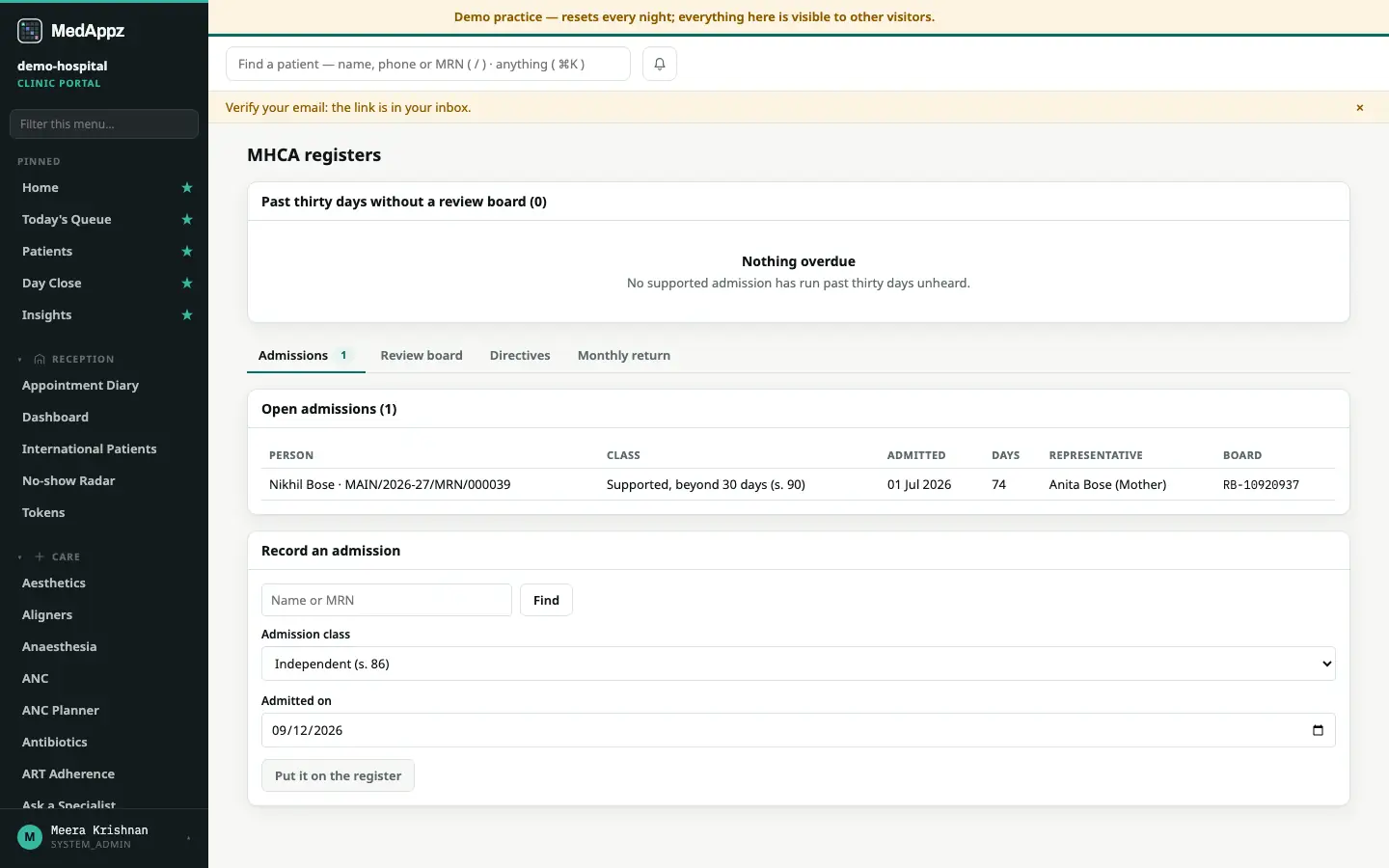 MHCARegisters — MHCA Registers — Mental Healthcare Act registers, kept in order