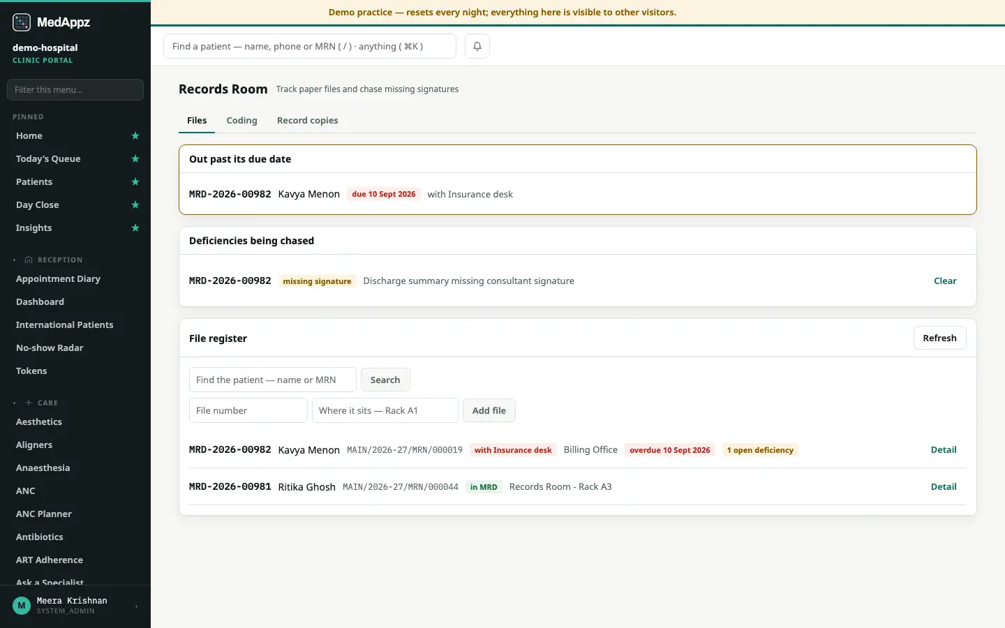 MRDTracker — Records Room — Track paper files and chase missing signatures