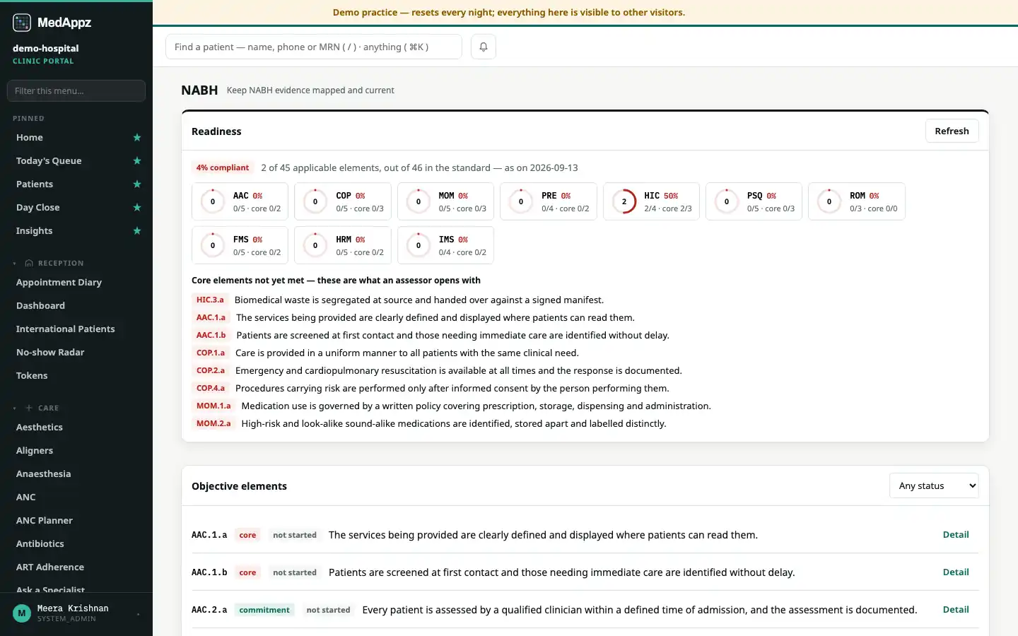 NABHPrep — NABH — Keep NABH evidence mapped and current