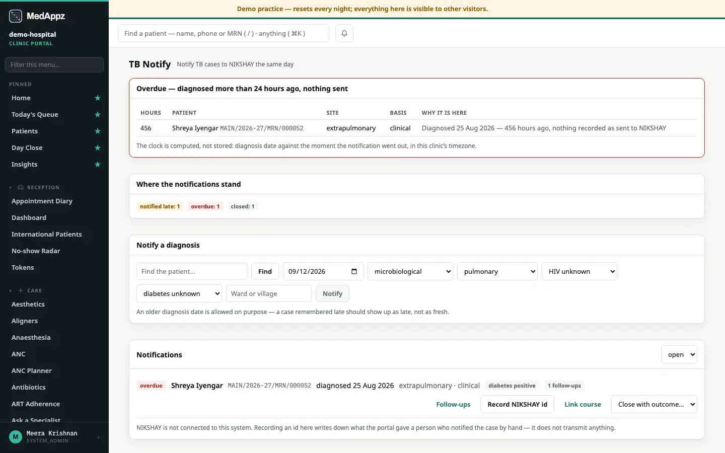 NikshayBridge — TB Notify — Notify TB cases to NIKSHAY the same day