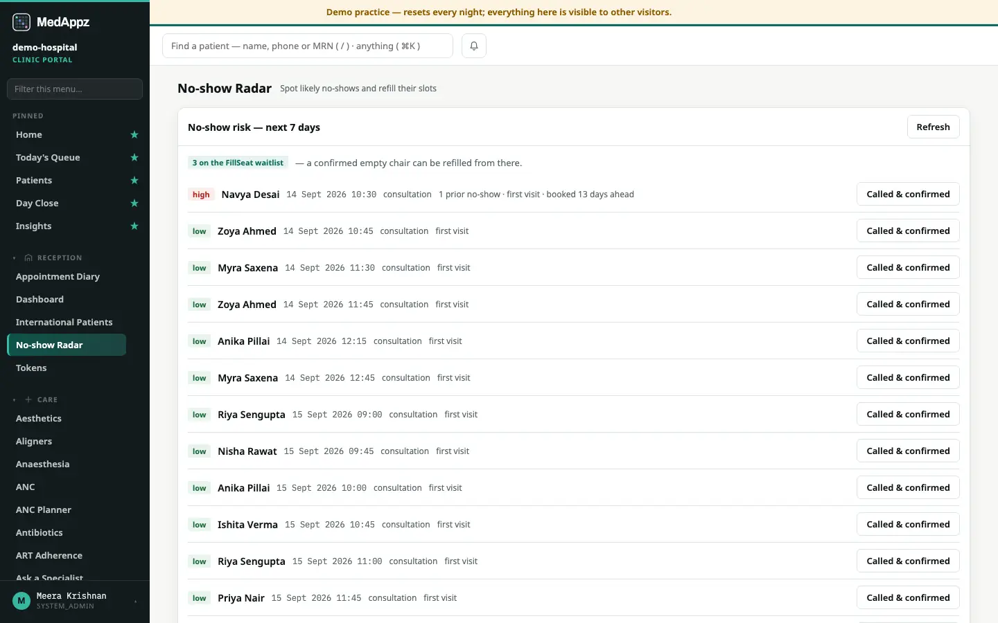 NoShowRadar — No-show Radar — Spot likely no-shows and refill their slots