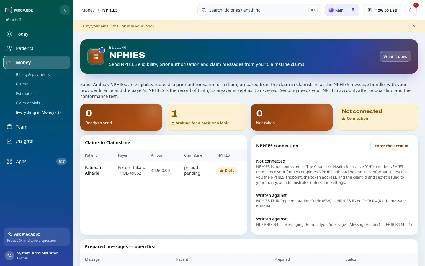 NPHIESLink — NPHIES — Send NPHIES eligibility, prior authorisation and claims from your ClaimsLine claims