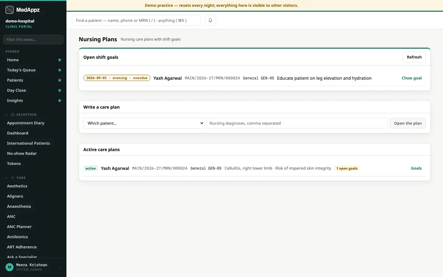 NursingCarePlan — Nursing Plans — Nursing care plans with shift goals
