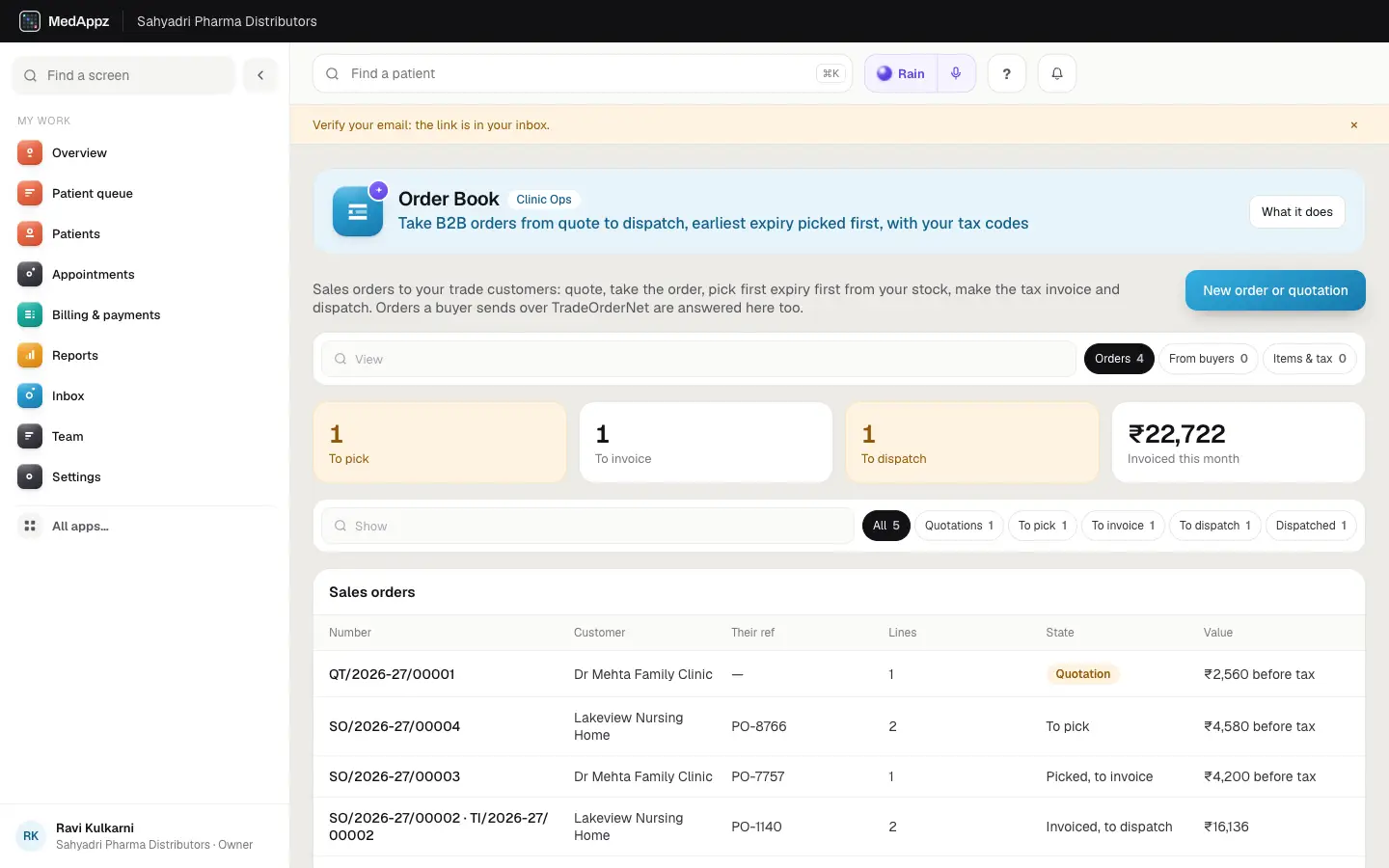 OrderBook — Order Book — Take B2B orders from quote to dispatch, earliest expiry picked first, with your tax codes