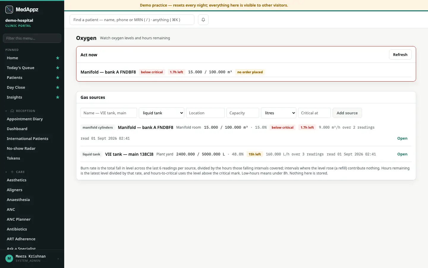 OxygenGrid — Oxygen — Watch oxygen levels and hours remaining