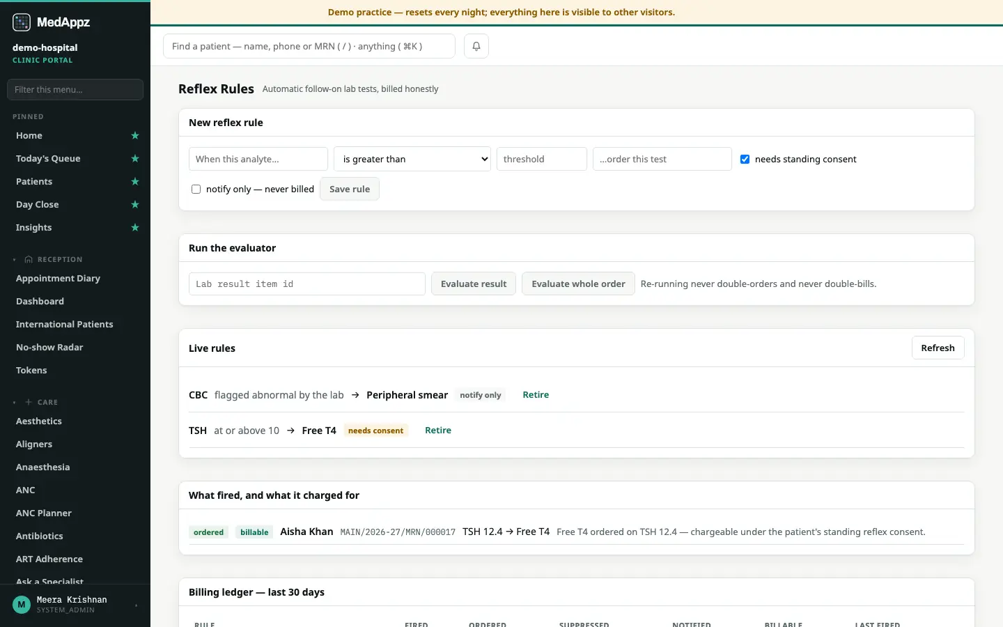 ReflexLab — Reflex Rules — Automatic follow-on lab tests, billed honestly