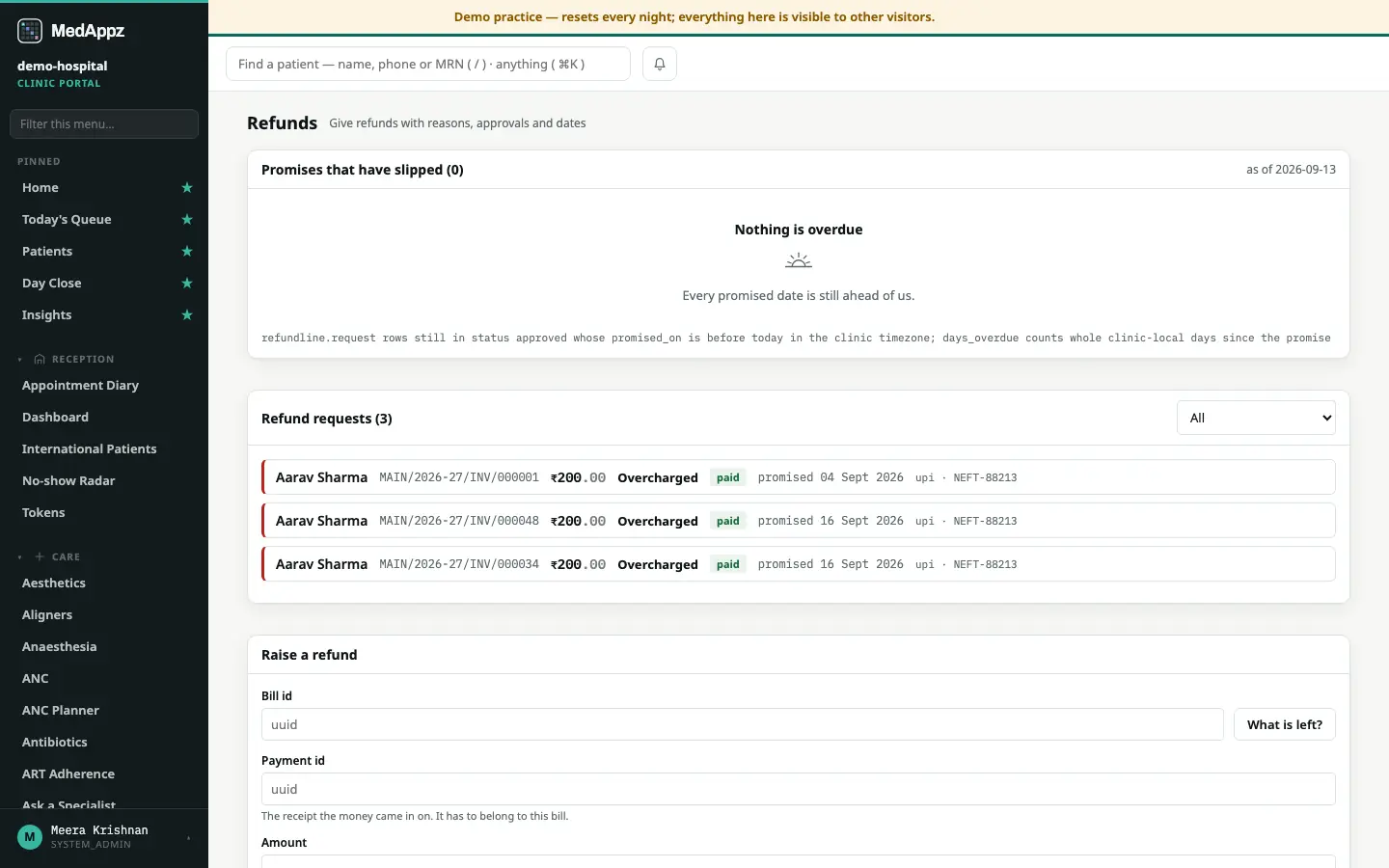 RefundLine — Refunds — Give refunds with reasons, approvals and dates