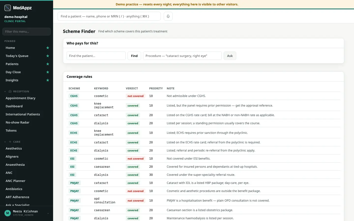 SchemeFinder — Scheme Finder — Find which scheme covers this patient’s treatment