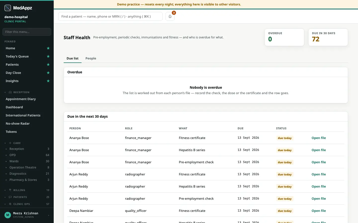 StaffHealth — Staff Health — Keep each staff member’s health checks and vaccinations, and see who is due
