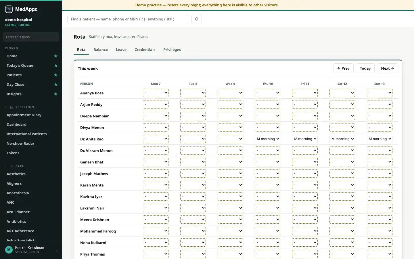 StaffDesk — Rota — Staff duty rota, leave and certificates