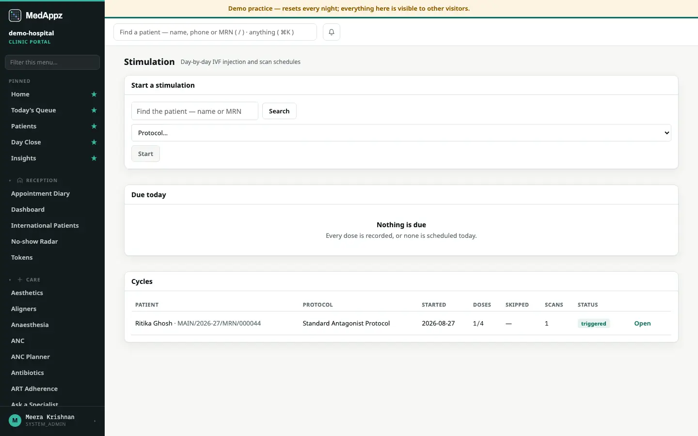 StimPlan — Stimulation — Day-by-day IVF injection and scan schedules
