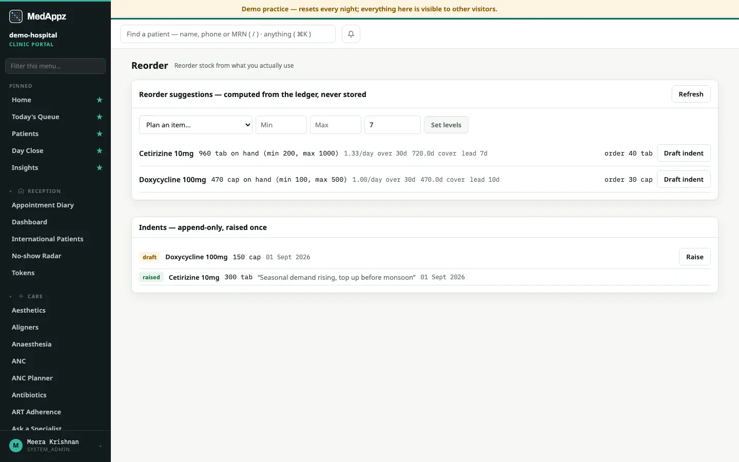 StockPlanner — Reorder — Reorder stock from what you actually use