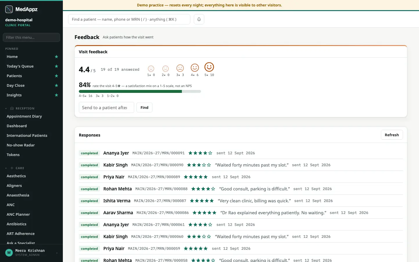 SurveyPulse — Feedback — Ask patients how the visit went