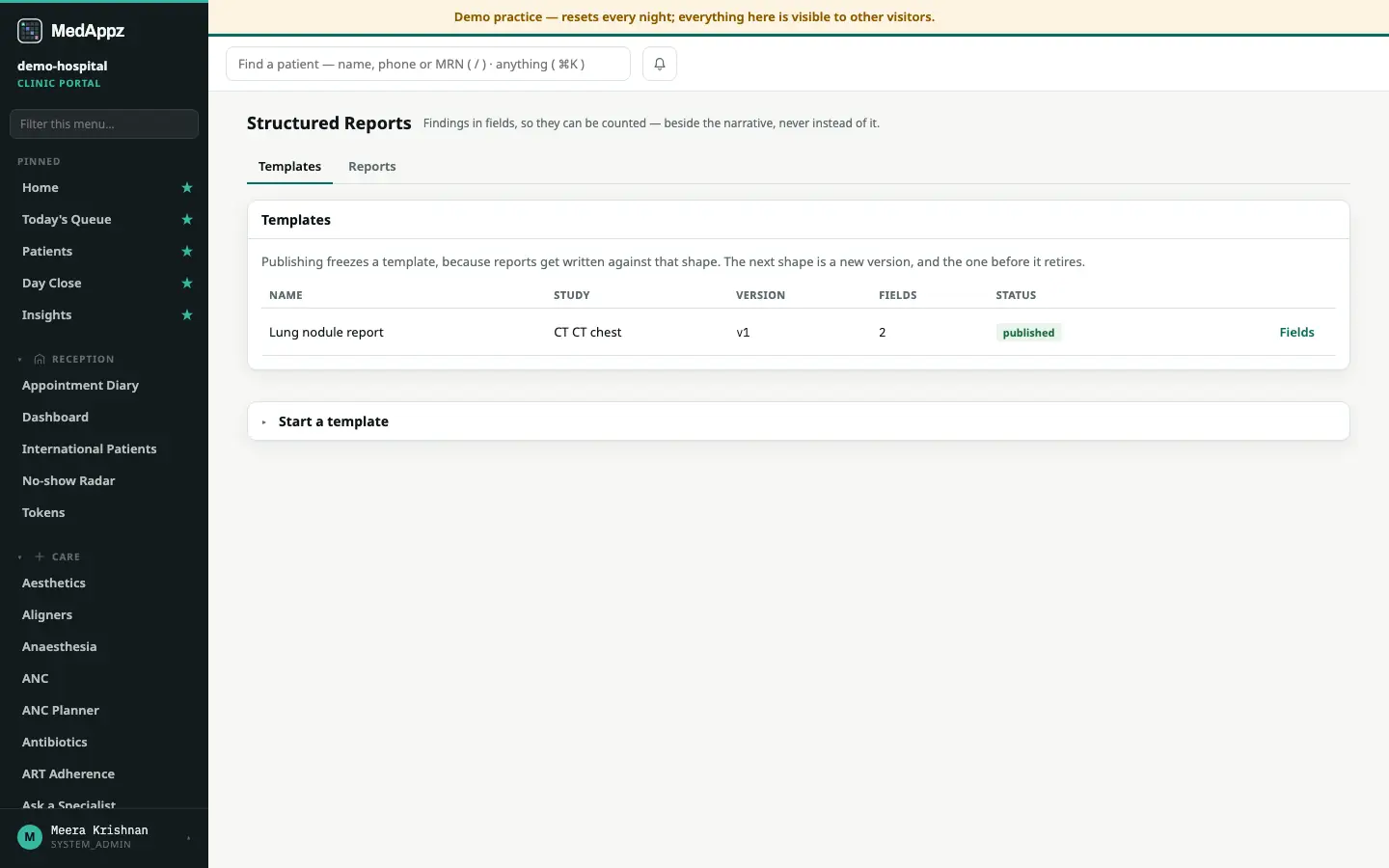SynopticDesk — Structured Reports — Report in fields instead of prose, so findings can be counted