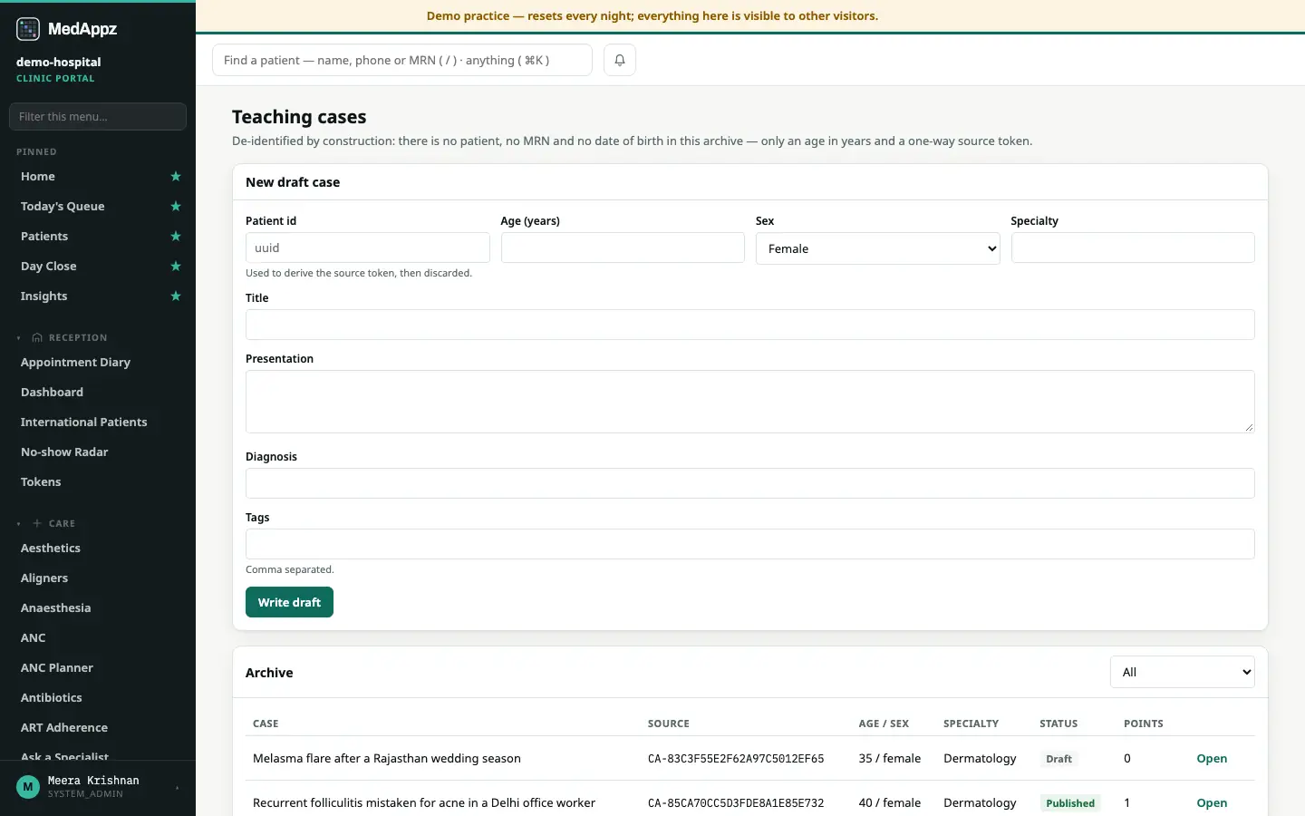 CaseArchive — Teaching Cases — Save teaching cases with identities removed