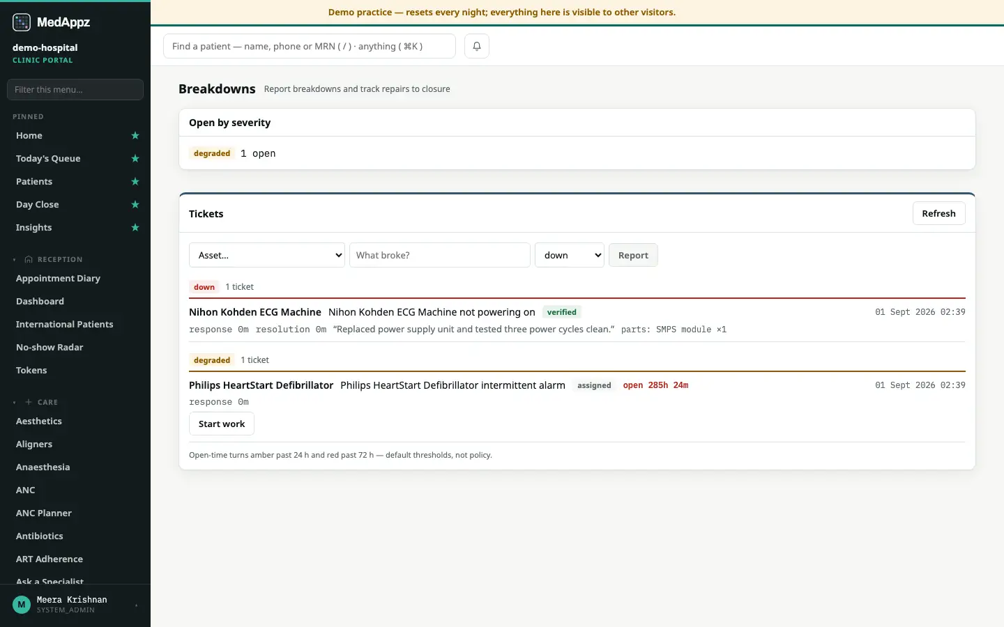 ServiceDesk — Breakdowns — Report breakdowns and track repairs to closure