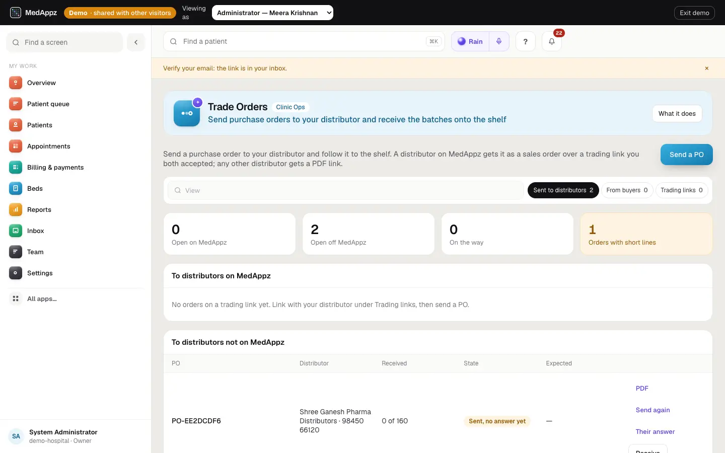 TradeOrderNet — Trade Orders — Send purchase orders to your distributor and receive the batches onto the shelf