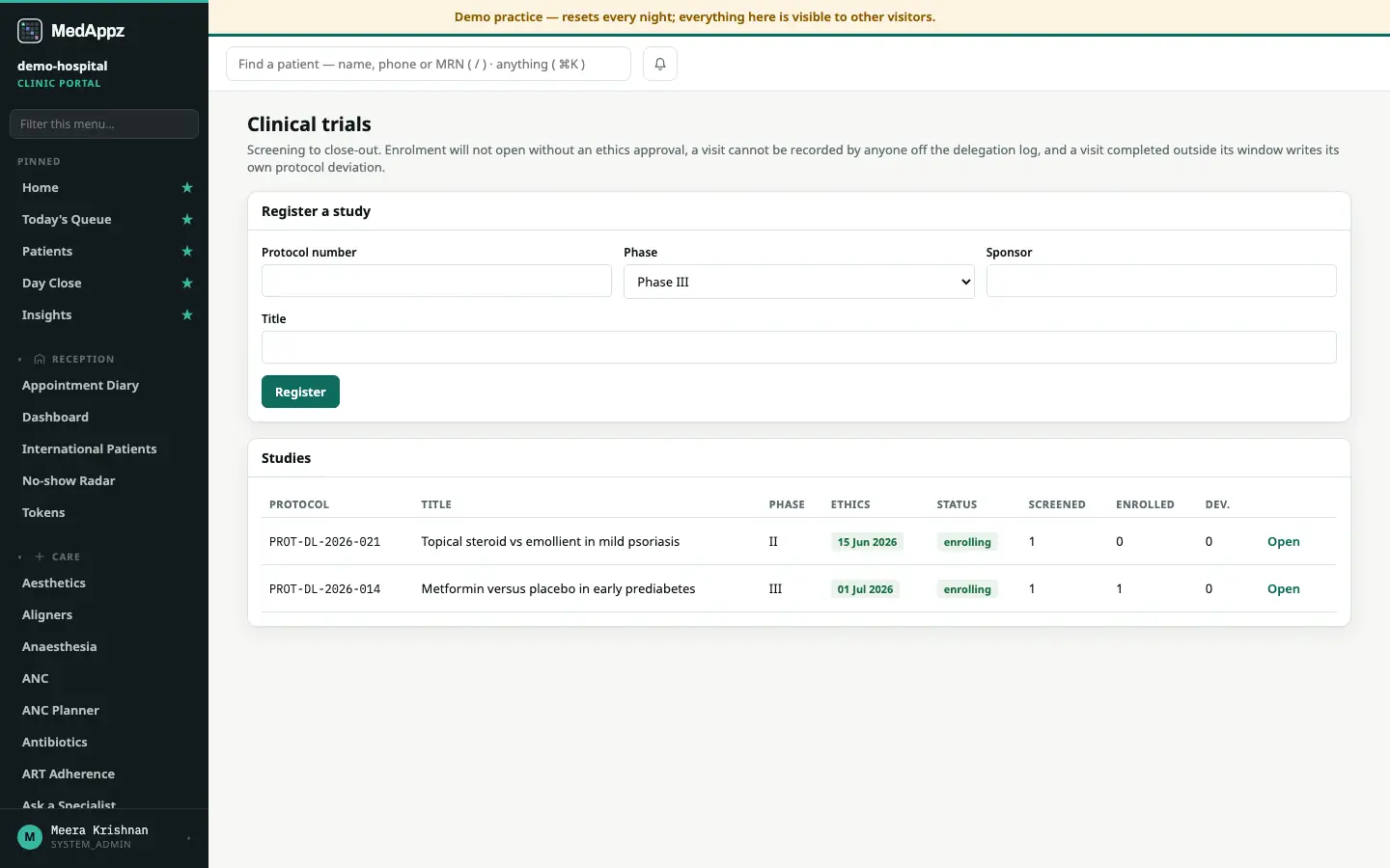 TrialDesk — Clinical Trials — Run clinical trials from screening to close-out