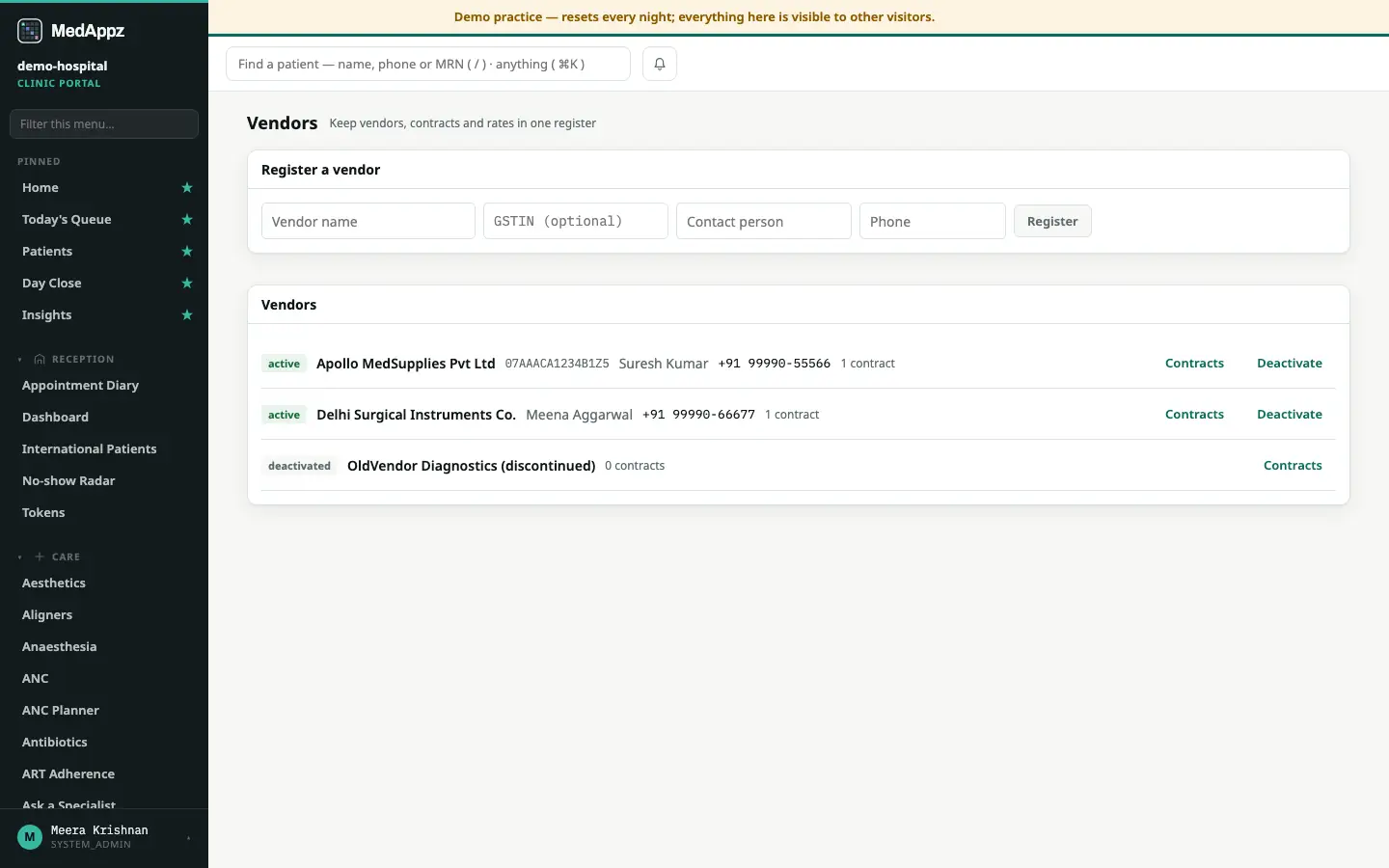 VendorGate — Vendors — Keep vendors, contracts and rates in one register